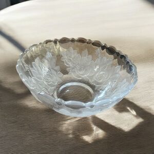Home Beautiful Rose Imprinted Glass Crystal Bowl Made in Japan Vintage.